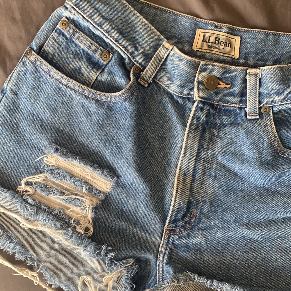 L.L. Bean High Waisted Jean Shorts (orig. long pants, up-cycled to shorts)